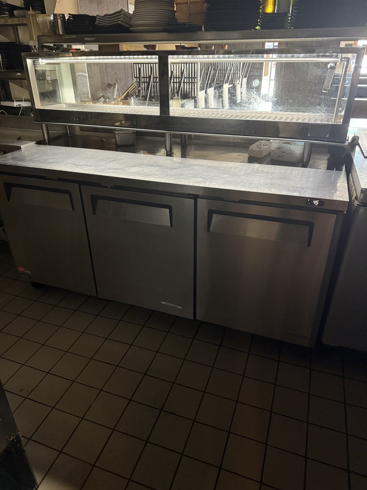 Three-door commercial prep table